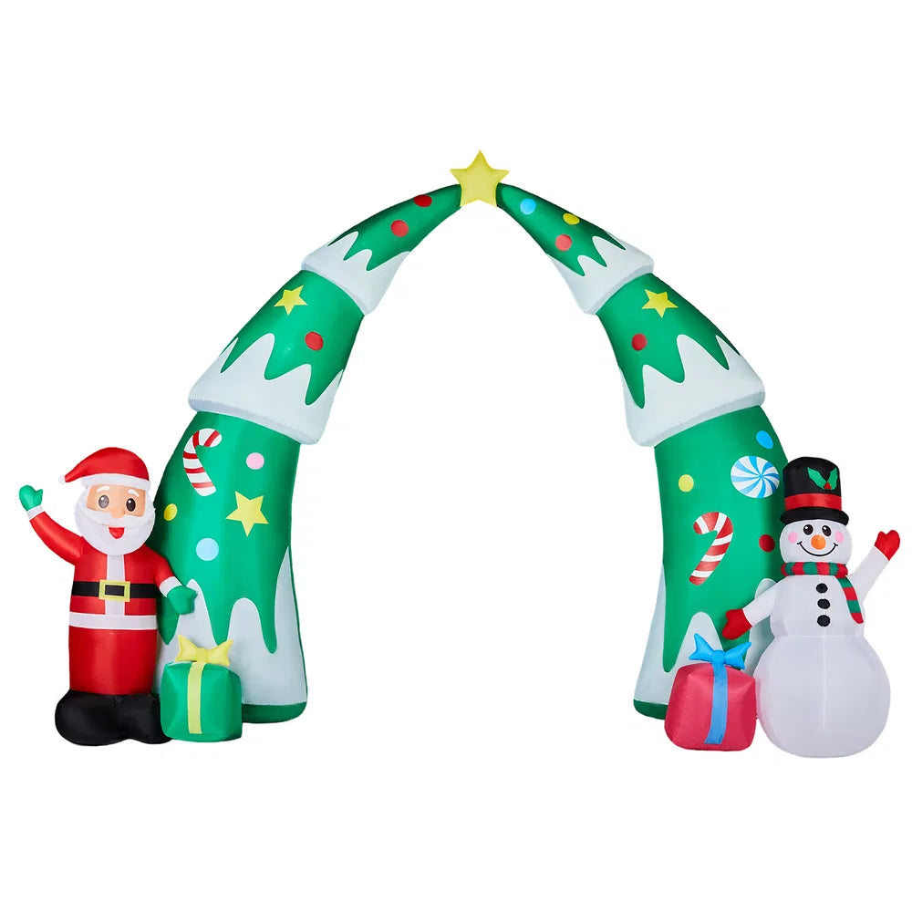 15FT Lighted Christmas Inflatable Archway, Inflatable Christmas Tree Arch with Santa and Snowman, Blow Up Yard Decorations with Built-in LED Lights for Holiday Party Front Yard Lawn Garden Decor - default title