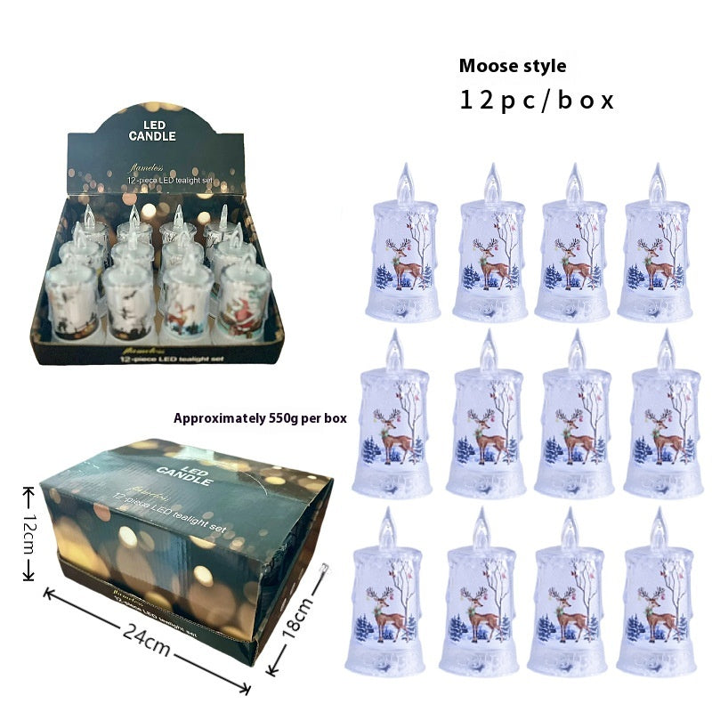 Christmas Decorations Candle Light Scene Layout - Christmas Deer 12 Pack