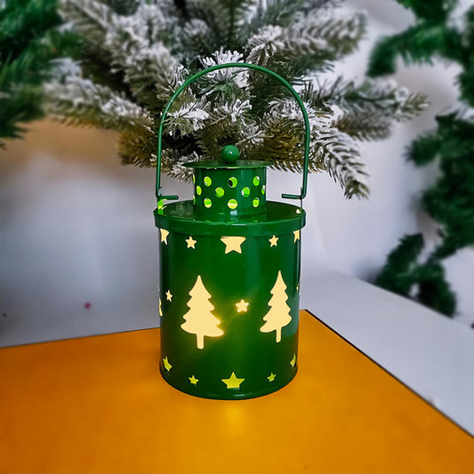 Christmas Candle Lights LED Small Lanterns Wind Lights Electronic Candles Nordic Style Creative Holiday Decoration Decorations - Green 0068