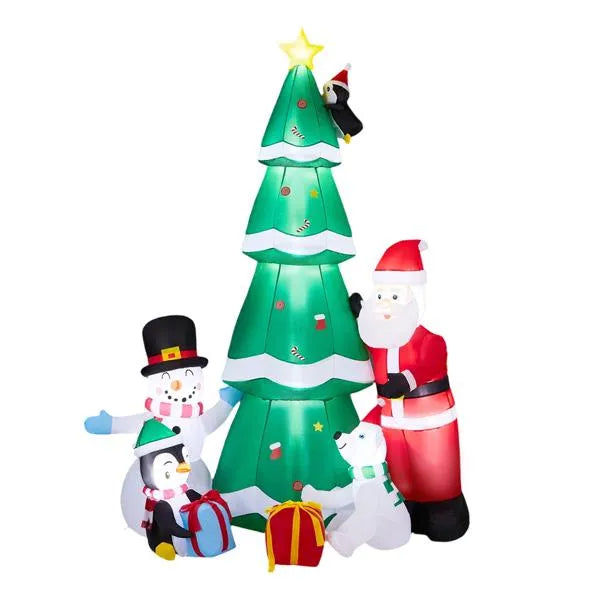 7.5FT Lighted Christmas Inflatable Decoration, Inflatable Christmas Tree With Santa And Snowman, Funny Blow Up Yard Decorations With Built-in LED Lights For Holiday Party Front Yard Lawn Garden Decor - Default title