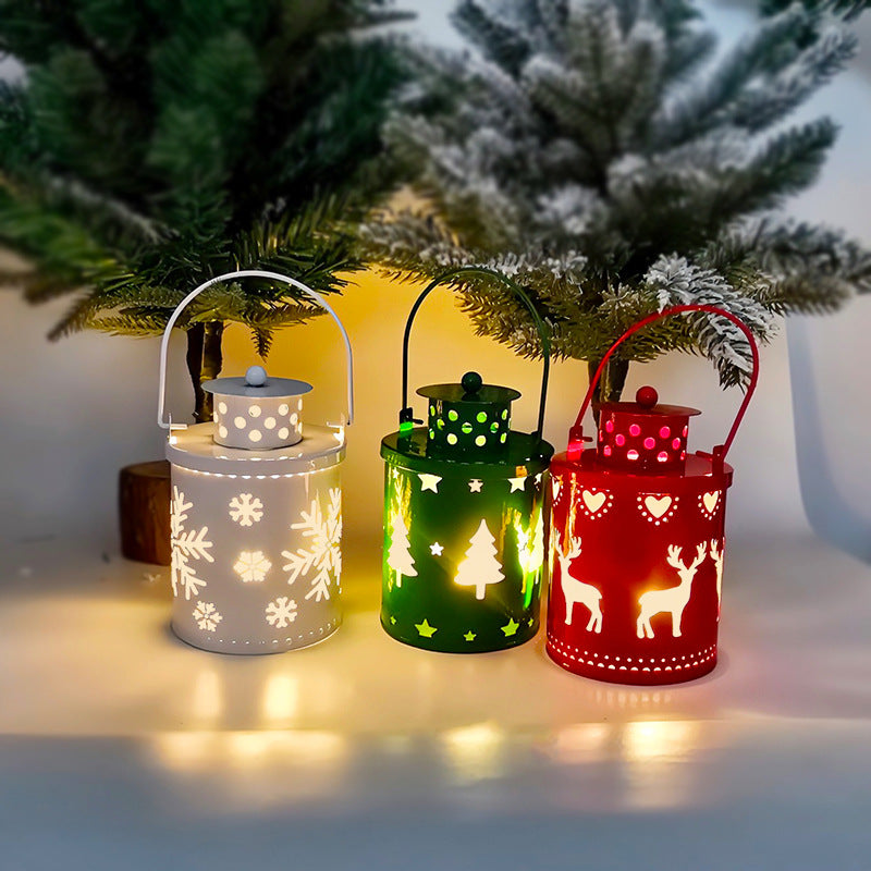 Christmas Candle Lights LED Small Lanterns Wind Lights Electronic Candles Nordic Style Creative Holiday Decoration Decorations - Set
