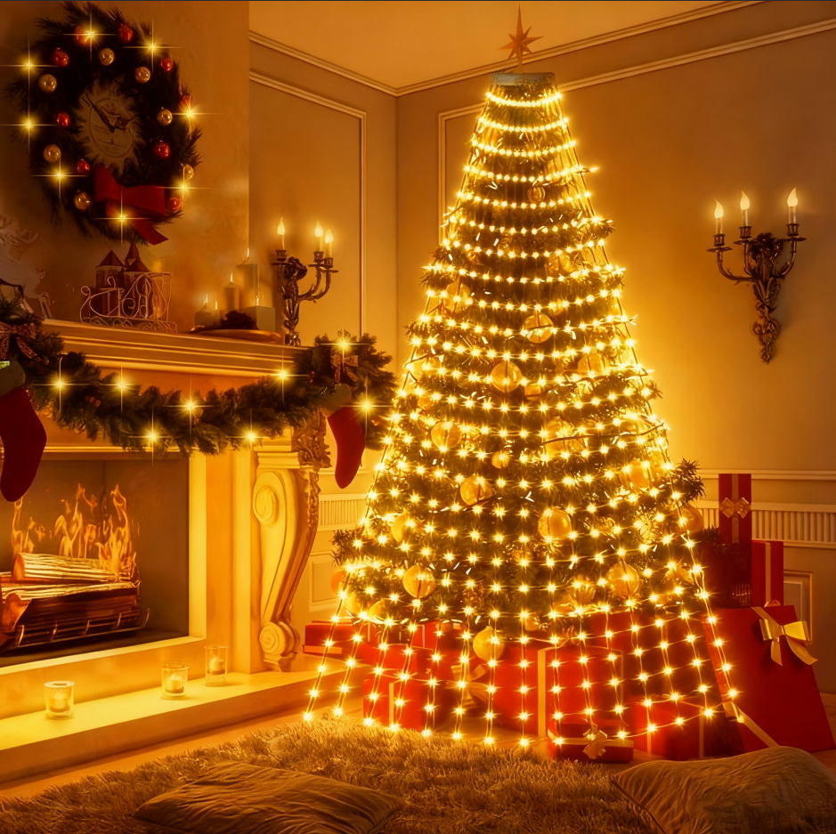 Christmas Tree Light Strings, LED Light Strings With Remote Control, Colorful Lights, Warm White Light Strings, Christmas Decorations - Warm white light 16 Strings