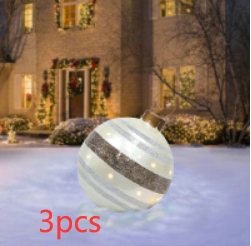 Christmas Ornament Ball Outdoor Pvc 60CM Inflatable Decorated Ball PVC Giant Big Large Balls Xmas Tree Decorations Toy Ball - Striped cloth/3PCS/60cm
