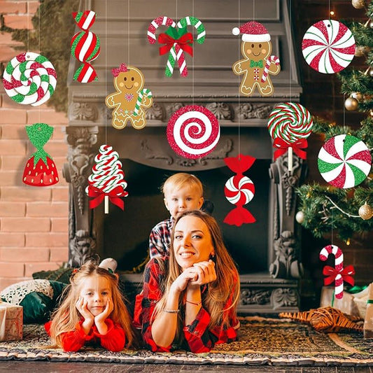 Large Hanging Christmas Candy Gingerbread Ornaments, Outdoor Holiday Decorations For Porch, Yard, Garden, Tree And Party Decor - Candy