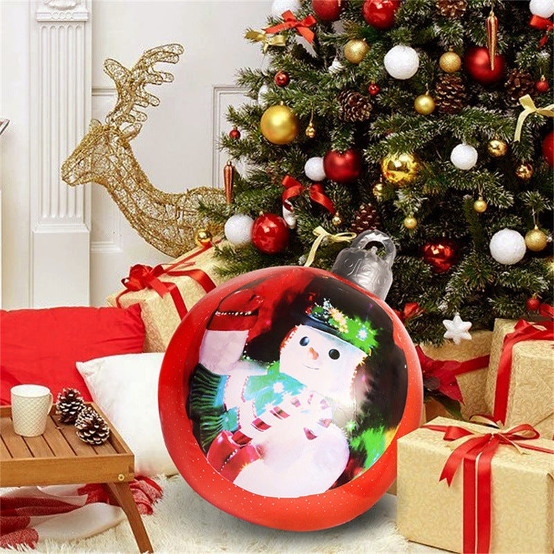 Christmas Ornament Ball Outdoor Pvc 60CM Inflatable Decorated Ball PVC Giant Big Large Balls Xmas Tree Decorations Toy Ball - Double Sided Red Snowman/1PC/60cm