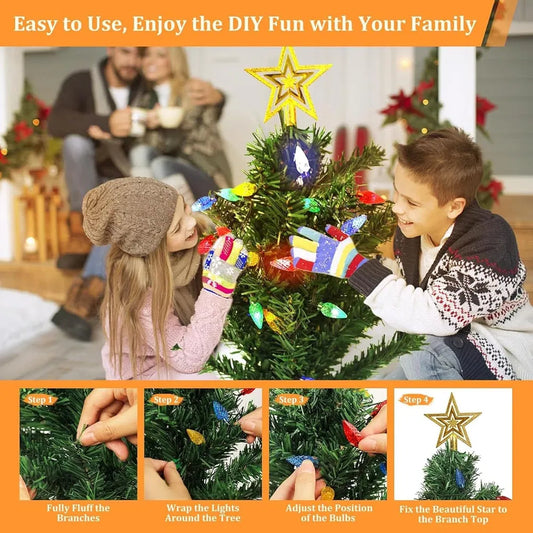 Solar Christmas Pathway Lights For Outdoor Decorations,Outside Christmas Tree Stake Lights,Waterproof Xmas Garden Stake Lights Patio Yard Garden Lawn Holiday Decor (Color : 2pcs Colorful) - 4pcs