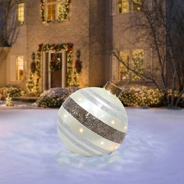 Christmas Ornament Ball Outdoor Pvc 60CM Inflatable Decorated Ball PVC Giant Big Large Balls Xmas Tree Decorations Toy Ball - Striped cloth/1PC/60cm