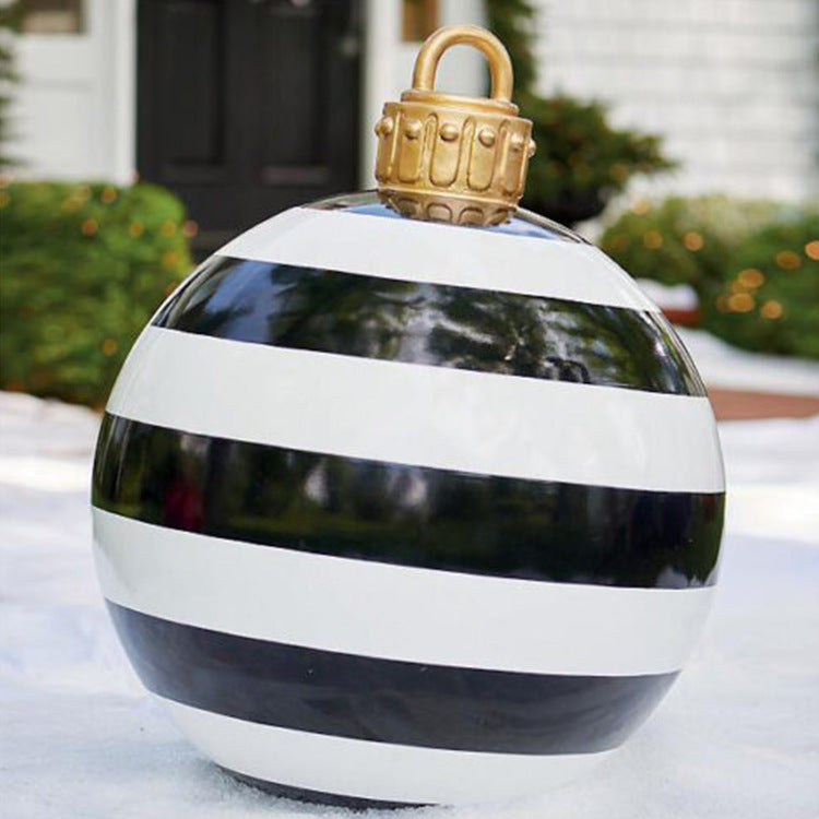 Christmas Ornament Ball Outdoor Pvc 60CM Inflatable Decorated Ball PVC Giant Big Large Balls Xmas Tree Decorations Toy Ball - Black stripes/1PC/60cm