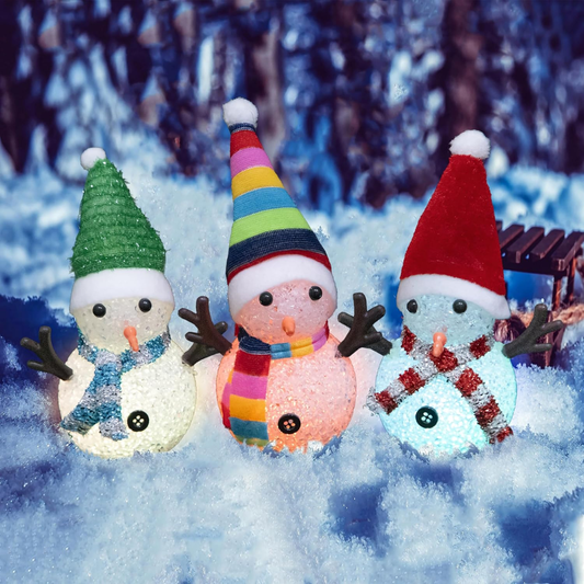 Christmas Decorations LED Snowmen Lamp Color Changing With Colorful Hat Scarf Christmas Snowman Desk Centerpiece Decoration - WHITE