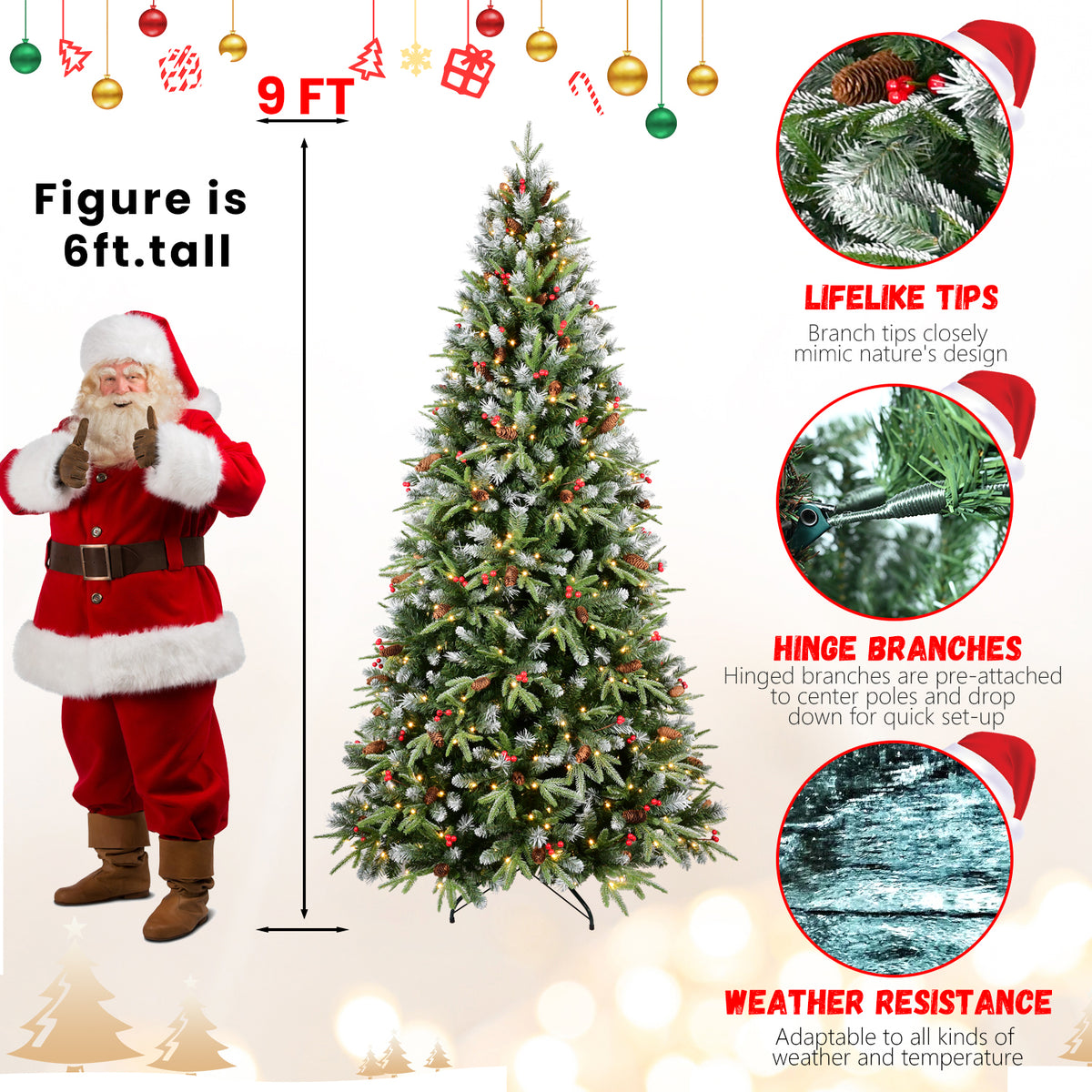 PVC Christmas Tree, Christmas Decorations - 9ft