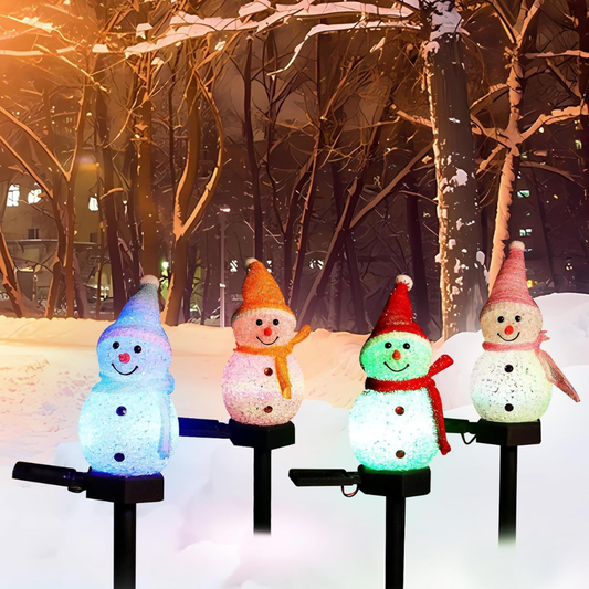 Outdoor Christmas Decorations Christmas Light Stakes For Yard-Snowman Solar Lights-Snowman Christmas Ornaments For Yard Garden Lawn Landscape Patio - WHITE