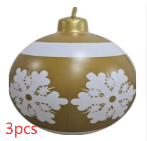 Christmas Ornament Ball Outdoor Pvc 60CM Inflatable Decorated Ball PVC Giant Big Large Balls Xmas Tree Decorations Toy Ball - Snowflakes/3PCS/60cm