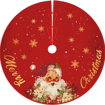 Red & Gold Santa Snowflake Christmas Tree Skirt, 48 in