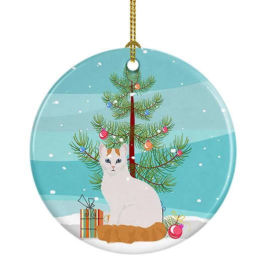 NEW Turkish Van Cat Christmas Ceramic Ornament Christmas Tree Hanging Decorations for Home Christmas Holiday, Party, Gift, 3 in, Multicolor - Default