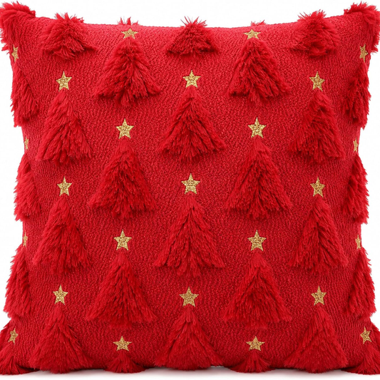 Christmas Decorations - Christmas Tree Red Pillow Covers 18x18 Inch - RED