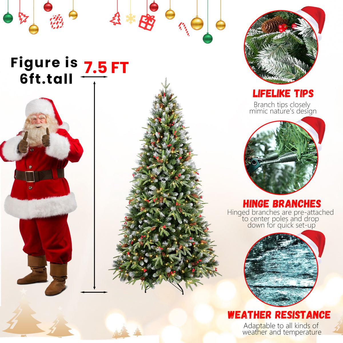 PVC Christmas Tree, Christmas Decorations - Half of 15ft