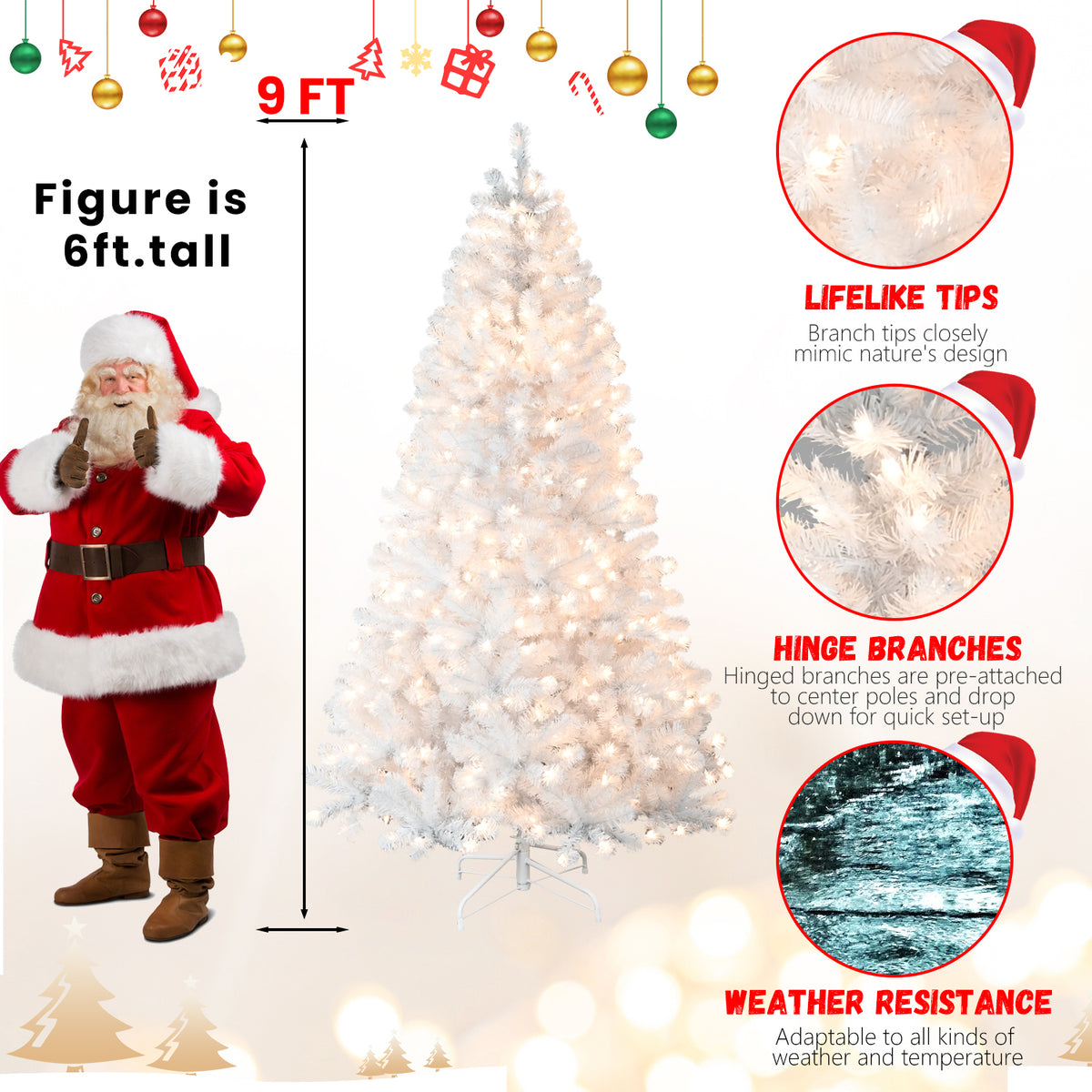 PE, PVC Christmas Tree, Christmas Ornaments - 9ft