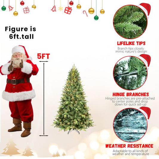 PE, PVC Christmas Tree, Green - 5ft