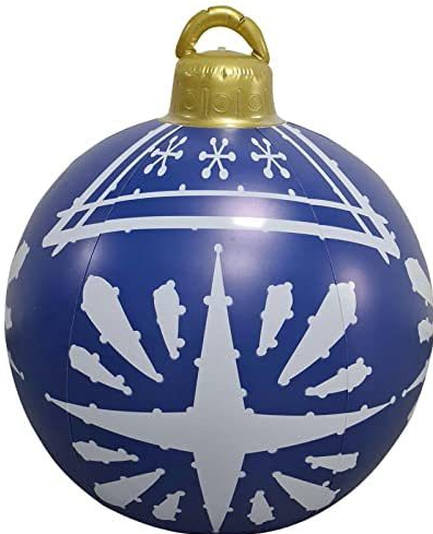Christmas Ornament Ball Outdoor Pvc 60CM Inflatable Decorated Ball PVC Giant Big Large Balls Xmas Tree Decorations Toy Ball - Blue/1PC/60cm