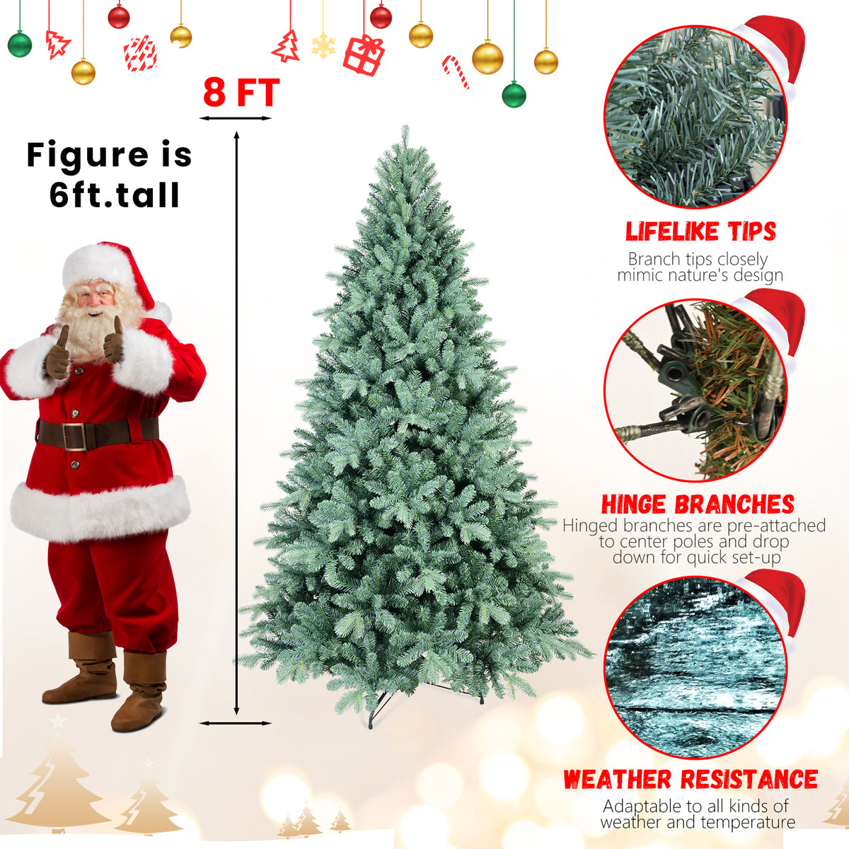 PE, PVC Christmas Tree, Christmas Decorations - 8ft