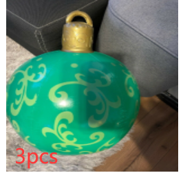 Christmas Ornament Ball Outdoor Pvc 60CM Inflatable Decorated Ball PVC Giant Big Large Balls Xmas Tree Decorations Toy Ball - Green/3PCS/60cm