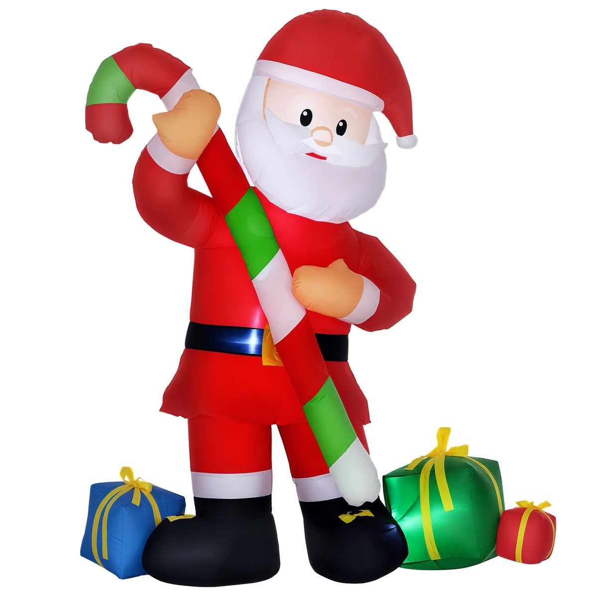 6ft Christmas Inflatables Outdoor Decorationss Decorations Santa Claus with Candy Cane, Blow-Up LED Yard Christmas Decor - Multi Color/200x200x200 mm