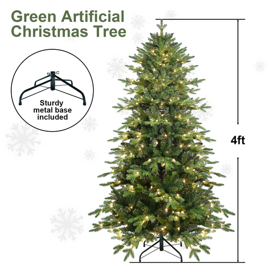 PVC Christmas Tree, Christmas Decorations, Green, With Lights - 4ft