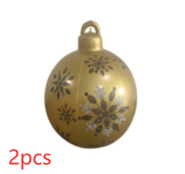 Christmas Ornament Ball Outdoor Pvc 60CM Inflatable Decorated Ball PVC Giant Big Large Balls Xmas Tree Decorations Toy Ball - Hard yellow/2PCS/60cm