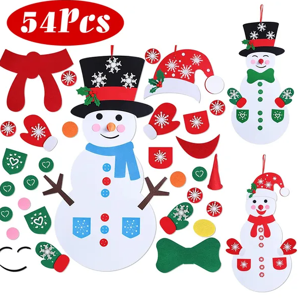 Felt Christmas Snowman Set DIY Felt Christmas Hanging Decorations - Multi Color