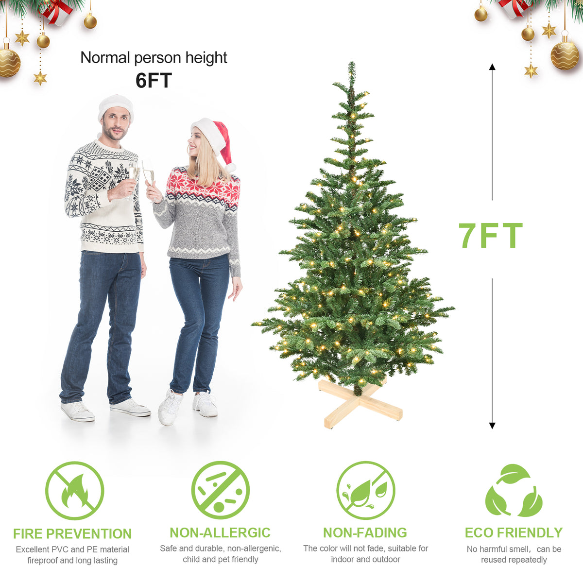 PE, PVC Christmas Tree, Christmas Decorations, Holiday Decorations - 7ft