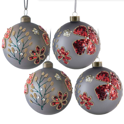 D4.7 Christmas Ball Ornaments, Glass Decorative Hanging Ball Christmas Tree Ornaments For Holiday Party Decorations, Set Of 4 - Multi