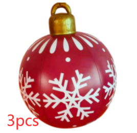 Christmas Ornament Ball Outdoor Pvc 60CM Inflatable Decorated Ball PVC Giant Big Large Balls Xmas Tree Decorations Toy Ball - Purple/3PCS/60cm