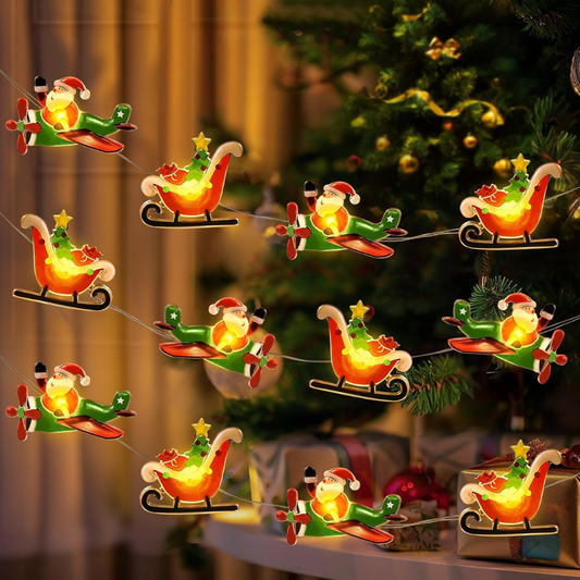 Christmas Lights Indoor Decorations, 10FT 30 LED Santa Claus Sleigh Christmas Tree String Lights Fairy Lights For Home Decor Xmas Tree Indoor - RED
