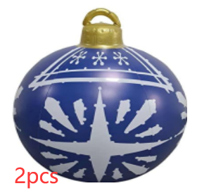 Christmas Ornament Ball Outdoor Pvc 60CM Inflatable Decorated Ball PVC Giant Big Large Balls Xmas Tree Decorations Toy Ball - Blue/2PCS/60cm