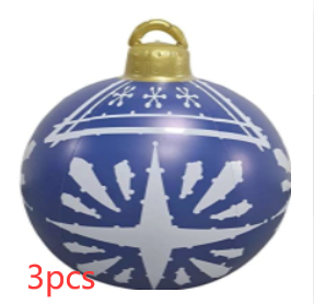 Christmas Ornament Ball Outdoor Pvc 60CM Inflatable Decorated Ball PVC Giant Big Large Balls Xmas Tree Decorations Toy Ball - Blue/3PCS/60cm