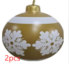 Christmas Ornament Ball Outdoor Pvc 60CM Inflatable Decorated Ball PVC Giant Big Large Balls Xmas Tree Decorations Toy Ball - Snowflakes/2PCS/60cm