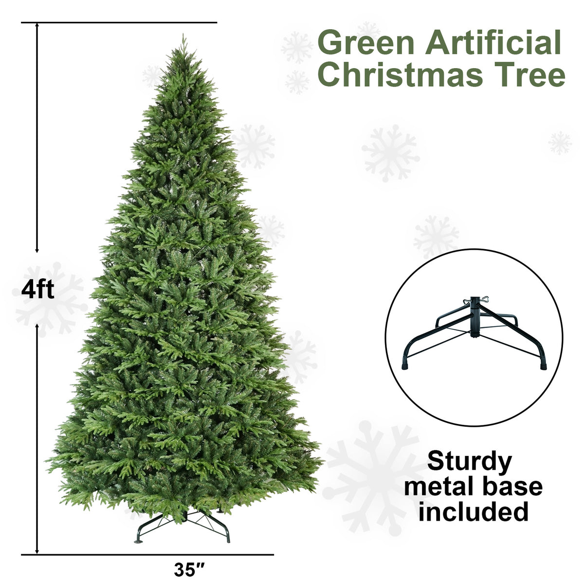 PVC Christmas Tree, Christmas Decorations, Green - 4ft