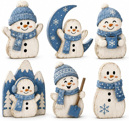 Christmas Decorations Indoor, Snowflake & Snowman Home Decor, Festive Holiday Decorations For Living Room, Bedroom, Table & Shelf - MULTI