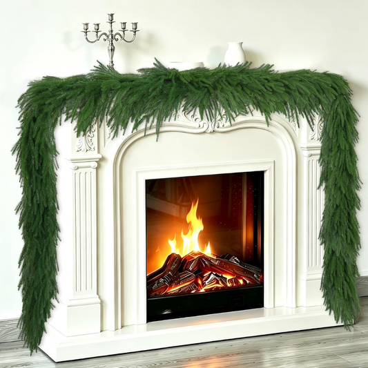 6FT 2 PCS Artificial Norfolk Pine Garlands,Real Touch Christmas Decorations - GREEN