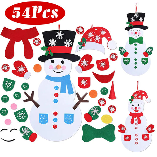 Felt Christmas Snowman Set DIY Felt Christmas Hanging Decorations - MultiColor