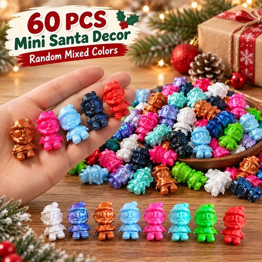 60PCS Mini Christmas Santa Figurines Set, 3D Printed Santa Claus Decorations, Random Mixed Colors Holiday Table Decor, Cute Christmas Party Craft Supplies, Festive Gift Accessories - 60pcs/PLA