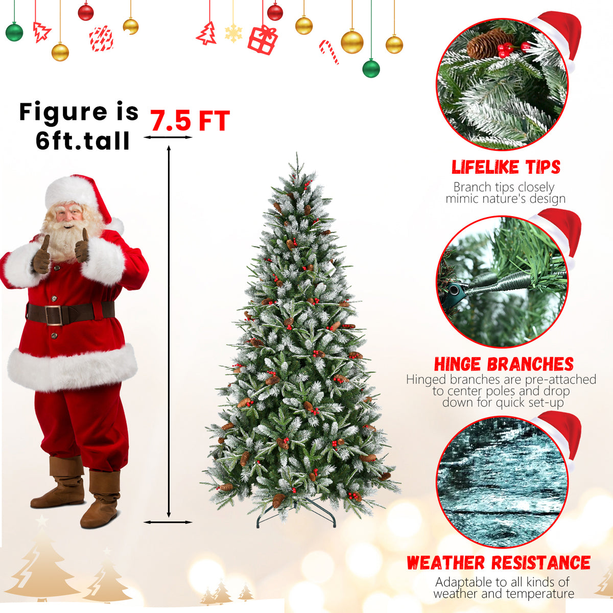 PVC Christmas Tree, Christmas Decorations - Half of 15ft