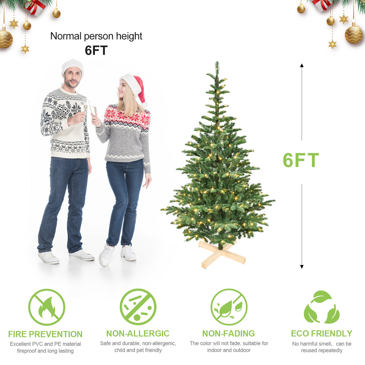 PE, PVC Christmas Tree, Christmas Decorations, Holiday Decorations - 6ft