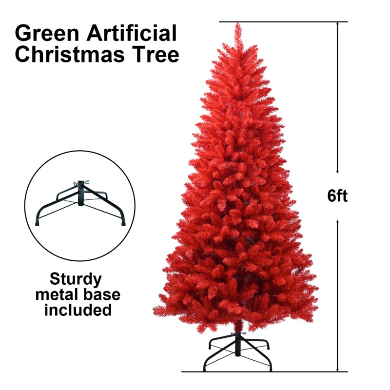 PVC Christmas Tree, Christmas Decorations, Red - 6ft