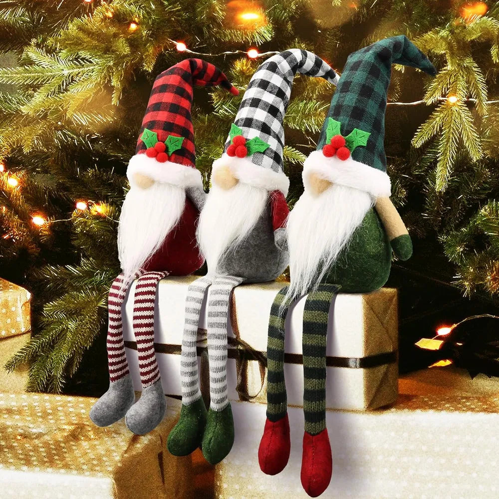 Christmas Gnomes Plush - Xmas Gnomes Santa Scandinavian Tomte Ornaments - Buffalo Check Plaid Christmas Doll - Xmas Decorations for Home, Office, Indoor for Women, Gnomes Lovers - Christmas 3Pcs Gnomes