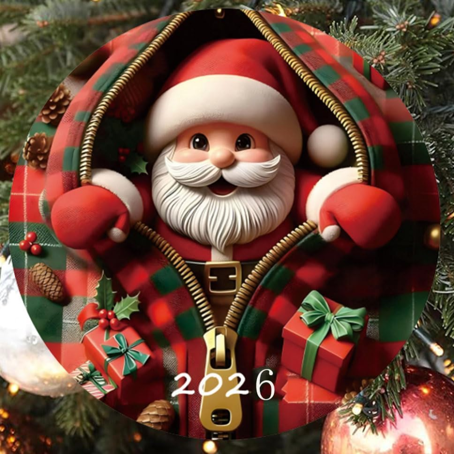 Christmas Tree Santa Claus Decorations,2026 Christmas Ornaments - RED