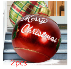 Christmas Ornament Ball Outdoor Pvc 60CM Inflatable Decorated Ball PVC Giant Big Large Balls Xmas Tree Decorations Toy Ball - Christmas/2PCS/60cm