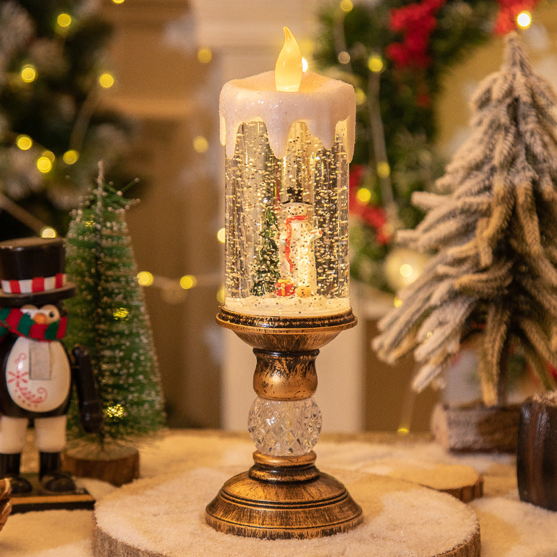 Christmas Decorations Candle Light Scene Layout - Snowman Candle