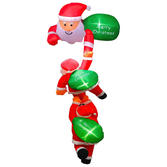 1Pc 8FT Climbing Inflatable Santa Claus With Light Hanging Blow Up Christmas Inflatable Indoor Outdoor Christmas Decorations 3 Santa Claus 3 Merry Christmas Boards - 8FT