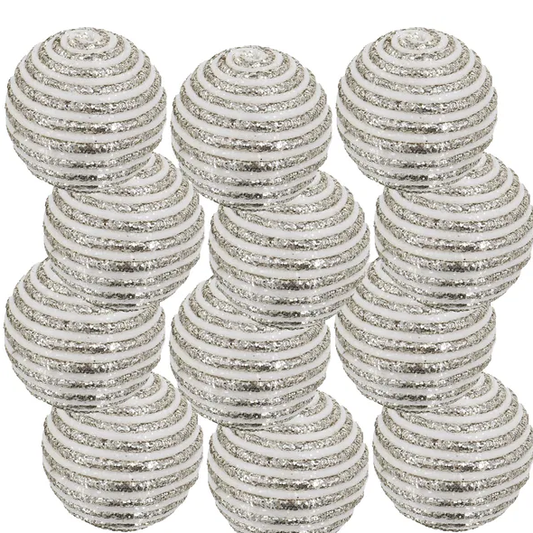 D3.9 Christmas Ball Ornaments, Plastic Decorative Hanging Ball Christmas Tree Ornaments For Holiday Party Decorations, Set Of 12 - As Pic
